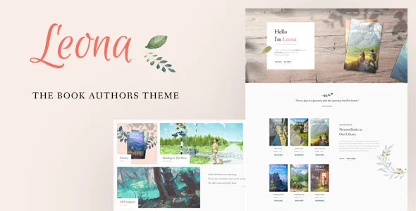 Leona - WordPress Theme for Book Writers and Authors WordPress theme homepage layout for a author corporate website