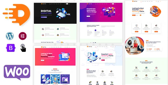 Loptus - Digital Marketing Agency WordPress Theme WordPress theme homepage layout for a agency corporate website