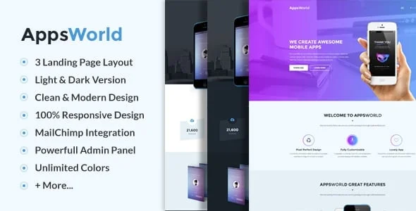 AppsWorld - Responsive App Landing Page Theme — homepage layout