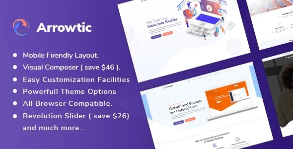 Arrowtic - Digital Marketing Agency WordPress Theme — homepage layout