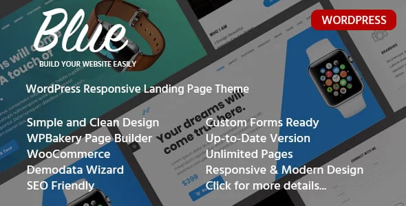 Blue - Responsive Onepage WordPress Theme — homepage layout