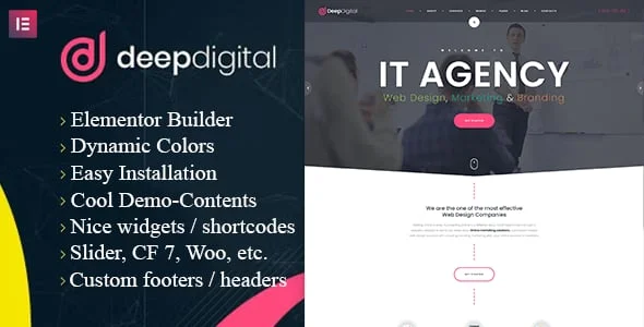 DeepDigital – Web Design Agency WordPress Theme — homepage layout