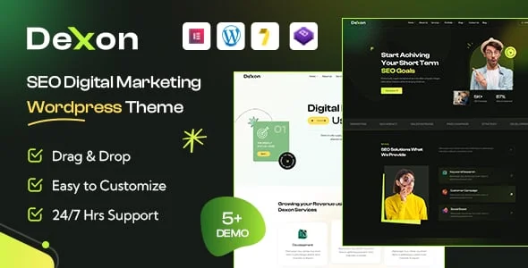 Dexon - SEO & Digital Marketing WordPress Theme — homepage layout