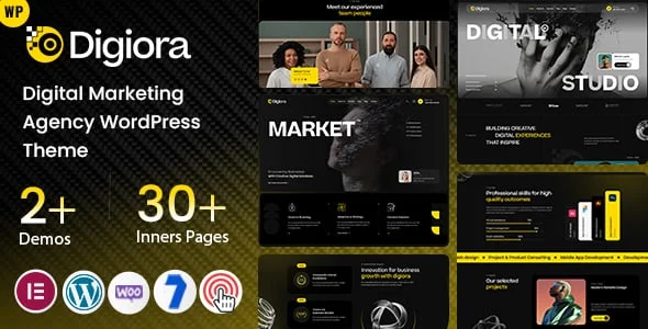 Digiora - Digital Marketing Agency WordPress Theme — homepage layout