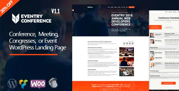 Eventry - Conference Meetup Landing Page WordPress Theme — homepage layout
