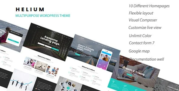 Helium - 10 in 1 Marketing WordPress Theme — homepage layout