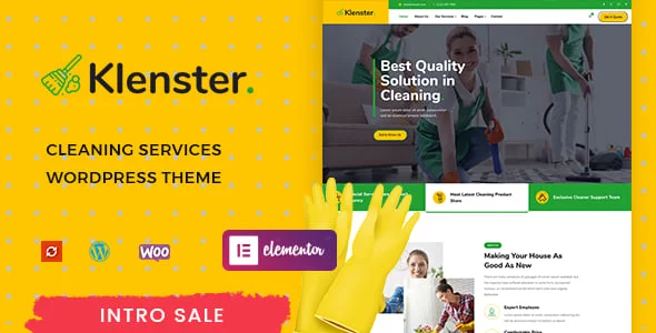 Klenster - Cleaning Services WordPress Theme — homepage layout