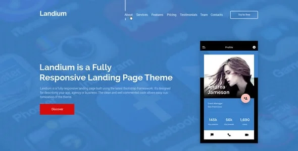 Landium - APP Landing Page WordPress Theme — case study or portfolio page