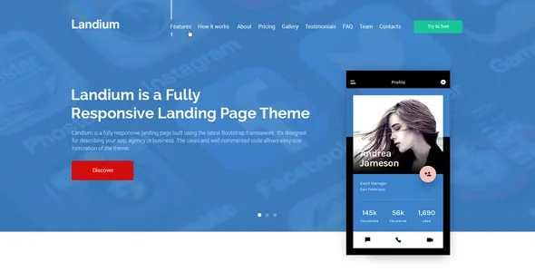 Landium - APP Landing Page WordPress Theme — interior page design