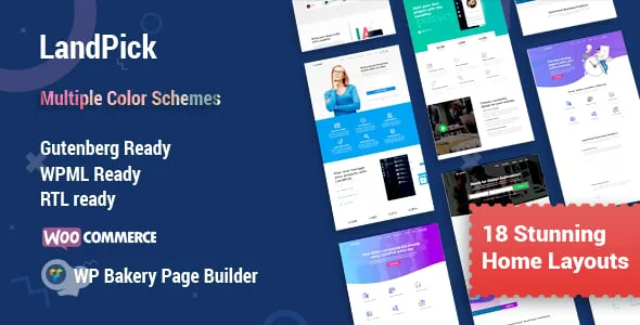 Landpick - Multipurpose Apps Landing Page Template WordPress Theme for App Promotion Marketing Site — homepage layout