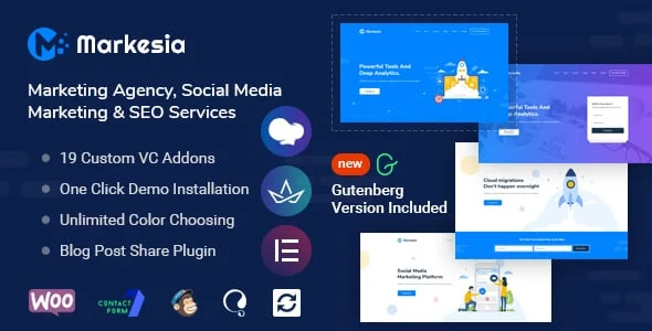Markesia - Digital Marketing Agency and SEO WordPress Theme — homepage layout