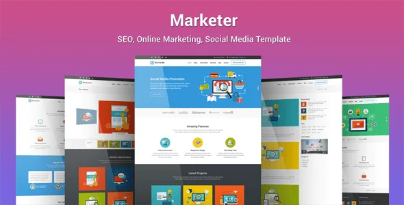 Marketer - SEO, Online Marketing, Social Media WordPress Theme — homepage layout