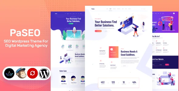 Marketing Paseo - SEO WordPress Theme — homepage layout