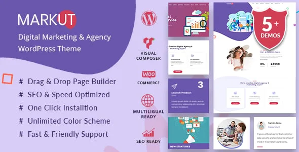 Markut - Digital Marketing & Agency WordPress Theme — homepage layout