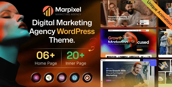 Marpixel - Digital Marketing Agency WordPress Theme — homepage layout