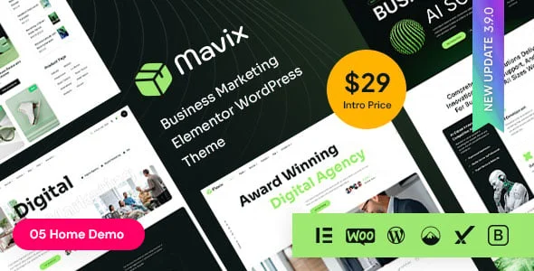 Mavix - Business Marketing Elementor WordPress Theme — homepage layout