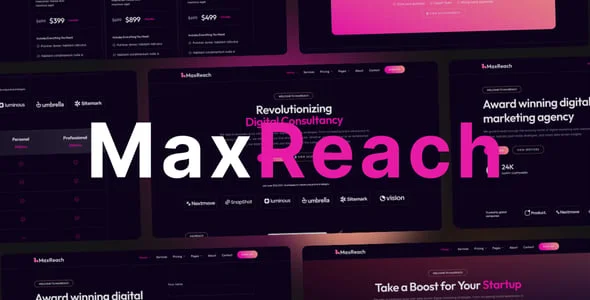 MaxReach - SEO & Digital Marketing Agency WordPress Theme — homepage layout
