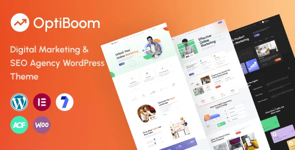 OptiBoom – Digital Marketing & SEO Agency WordPress Theme — homepage layout