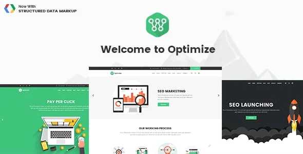 Optimize - SEO & Social Media WordPress Theme — homepage layout