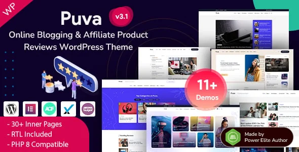 Puva – Online Blogging & Affiliate Product Review WordPress Theme — homepage layout