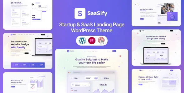 Saasify – Startup & SaaS Landing Page WordPress Theme — homepage layout