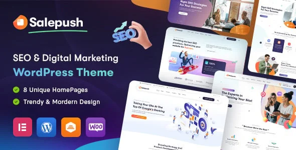 Salepush - SEO & Digital Marketing WordPress Theme — homepage layout