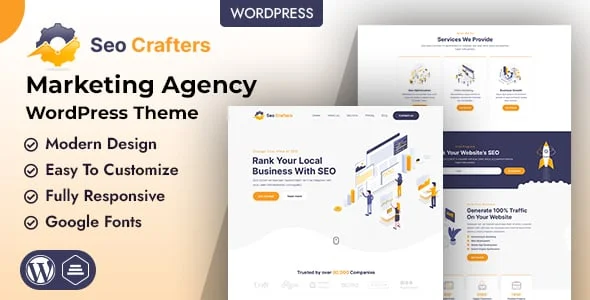 SEO Crafters | Marketing Agency WordPress Theme — homepage layout