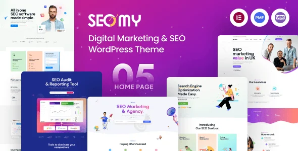 Seomy - Digital Marketing & SEO Agency WordPress Theme — homepage layout