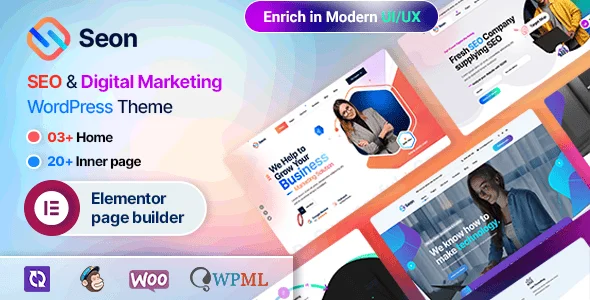 Seon - SEO & Digital Marketing WordPress Theme — homepage layout