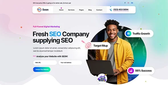 Seon - SEO & Digital Marketing WordPress Theme — case study or portfolio page