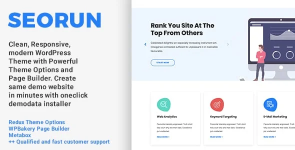 Seorun -  Simple Onepage Digital Marketing WordPress Theme — homepage layout