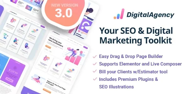 SEOWP | Digital Marketing Agency and SEO WordPress Theme — homepage layout