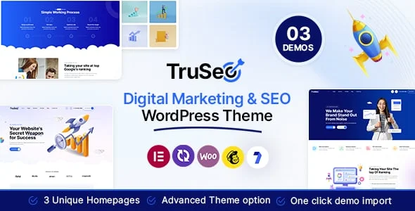 TruSEO - Digital Marketing & SEO WordPress Theme — homepage layout