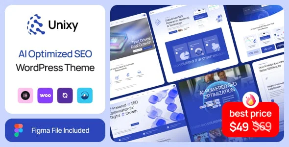 Unixy - AI SEO Optimization WordPress Theme — homepage layout