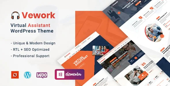 Vework - Virtual Assistant WordPress Theme — homepage layout