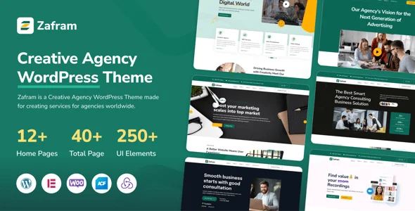 Zafram - Creative Agency & Portfolio WordPress Theme — homepage layout