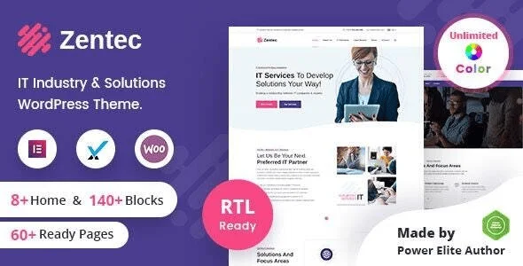 Zentec - IT Solutions Company WordPress Theme + RTL — homepage layout