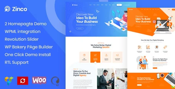Zinco - Digital Marketing Agency WordPress Theme — homepage layout