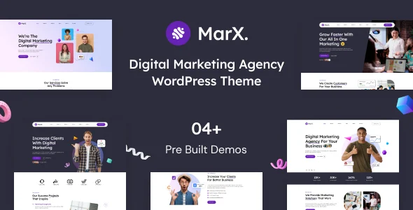 Marx - Digital Marketing Agency WordPress Theme WordPress theme homepage layout for a Blog Integration corporate website