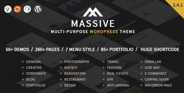 Massive - Responsive Multi-Purpose WordPress Theme WordPress theme homepage layout for a agency corporate website