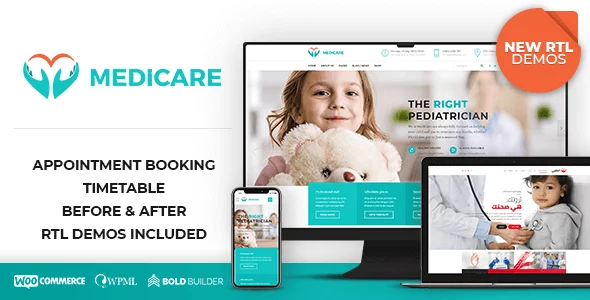 Medicare - Doctor, Medical & Healthcare WordPress Theme WordPress theme homepage layout for a clinic corporate website
