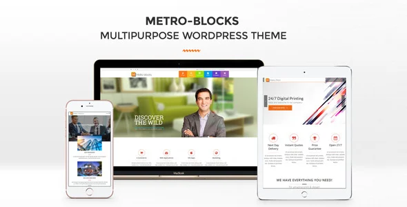 Metro-Blocks - Multi-Business WordPress theme WordPress theme homepage layout for a advertising agency corporate website