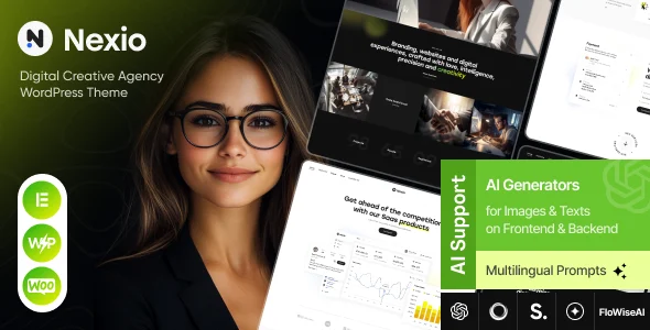 Nexio - Digital Agency Creative WordPress Theme WordPress theme homepage layout for a agency corporate website