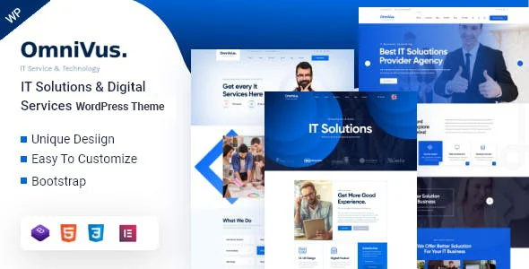 Omnivus - IT Solutions & Services WordPress Theme WordPress theme homepage layout for a agengy corporate website