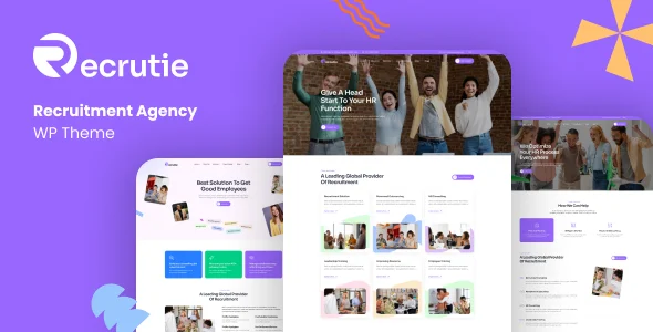Recrutie - Recruitment Agency WordPress Theme WordPress theme homepage layout for a agency corporate website