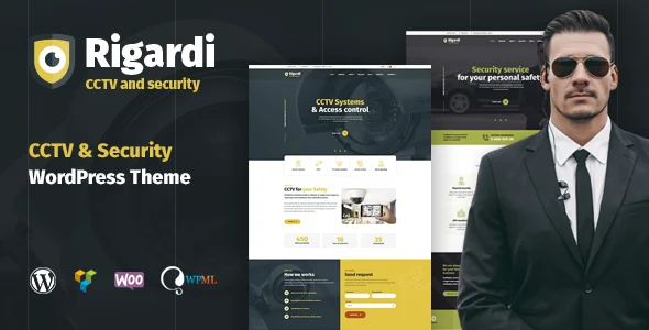 Rigardi - CCTV Security Company & Body Guard WordPress Theme WordPress theme homepage layout for a agency corporate website