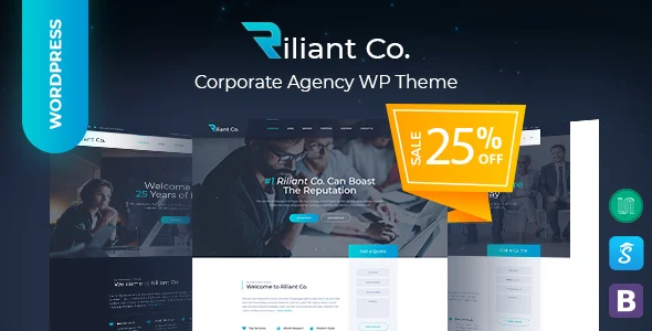 Riliant - Corporate Business Agency WordPress Theme WordPress theme homepage layout for a advisor corporate website