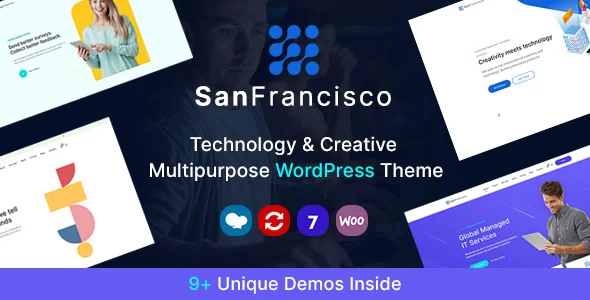 San Francisco - IT Technology and Creative WordPress Theme WordPress theme homepage layout for a agency corporate website