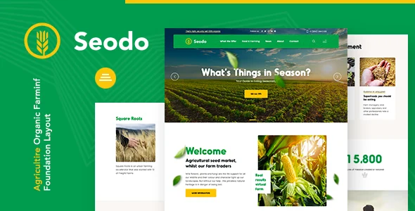 Seodo | Agriculture Farming Foundation WordPress Theme WordPress theme homepage layout for a agricultire corporate website