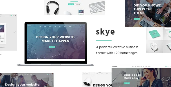 Skye - Contemporary WordPress Theme for Creative Business WordPress theme homepage layout for a business corporate website